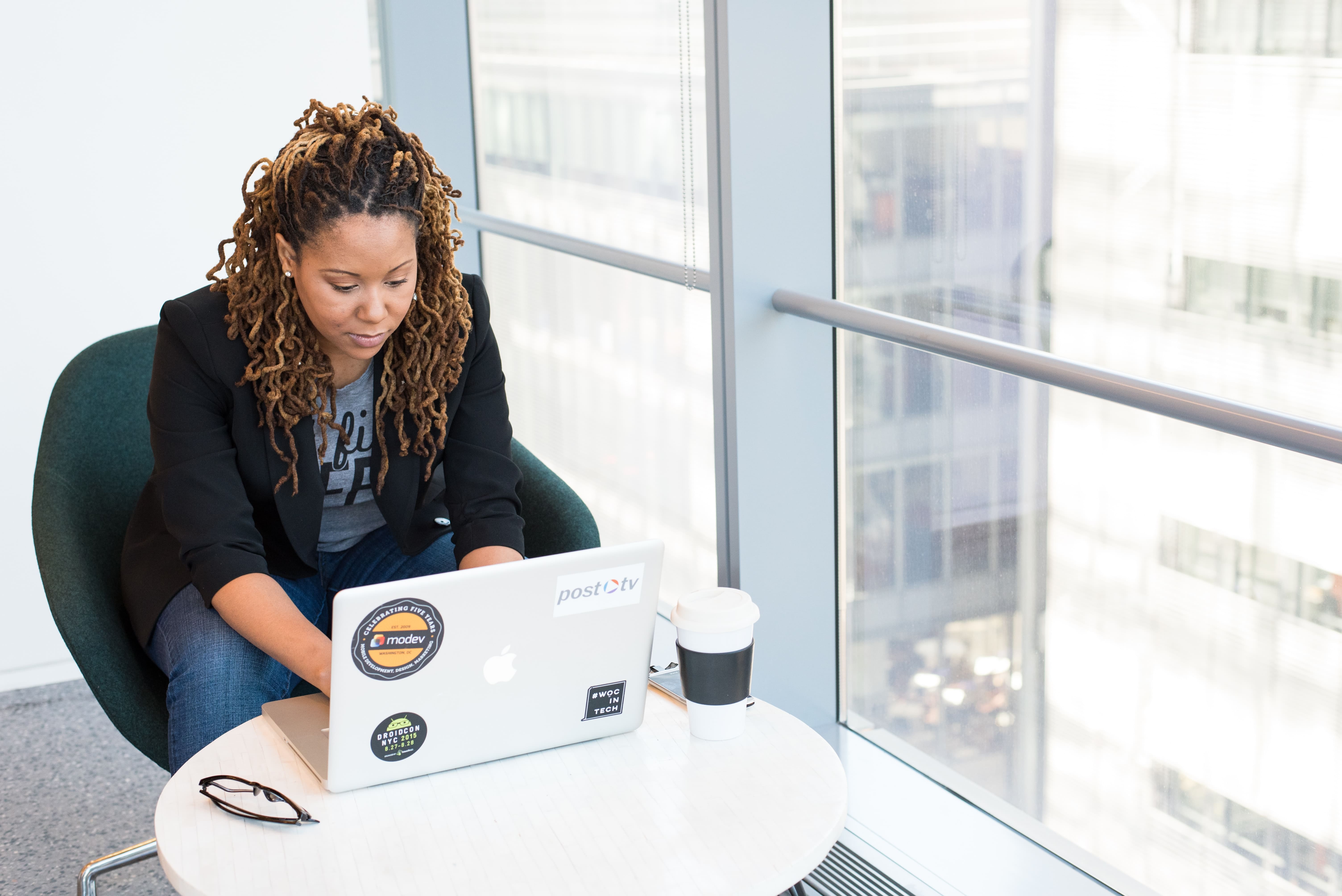 Woman working on her laptop