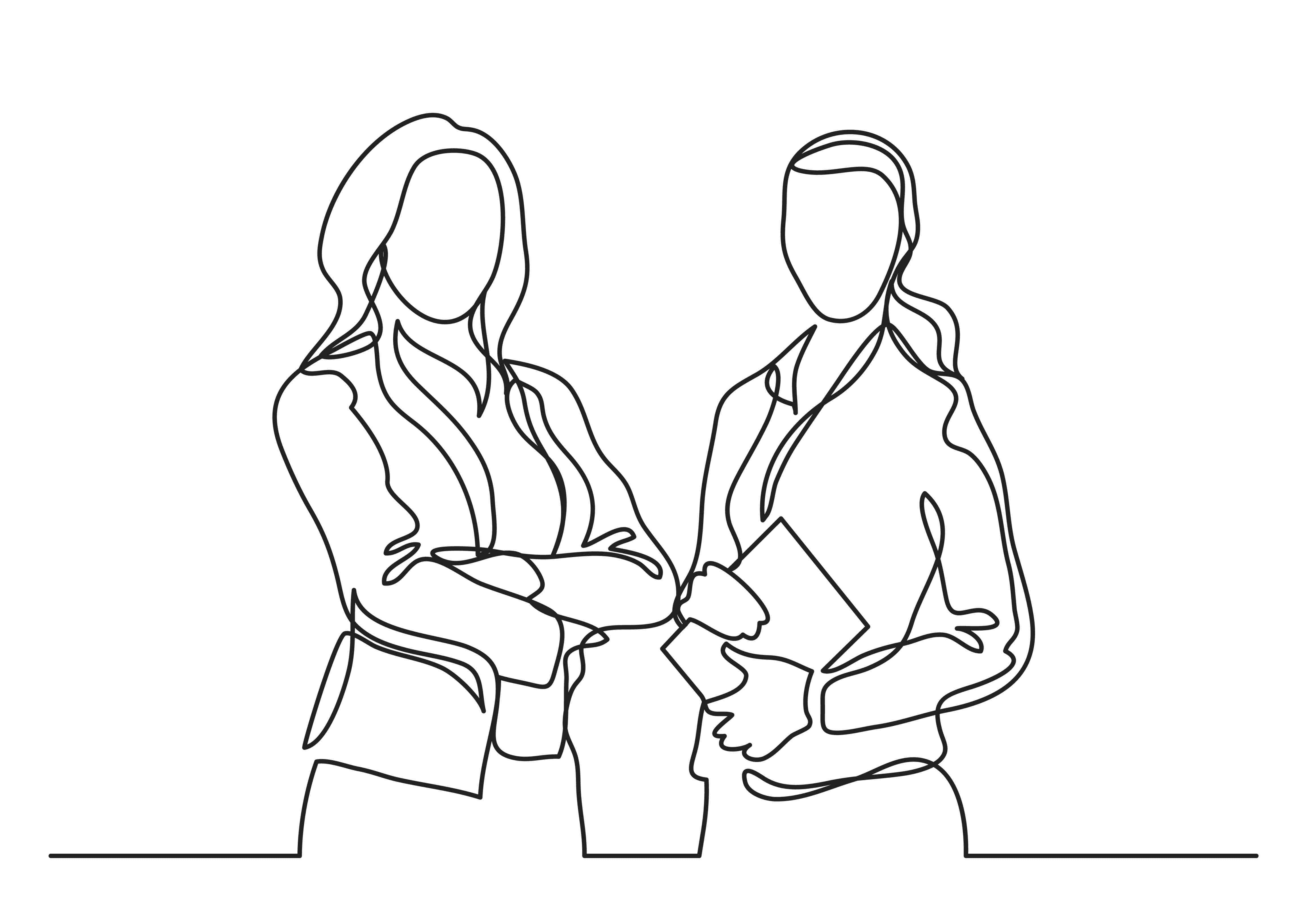 Executive Coaching line drawing of 2 business women